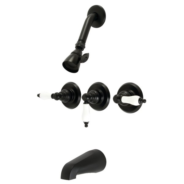 Kingston Brass KB230PL Three-Handle Tub and Shower Faucet, Matte Black KB230PL